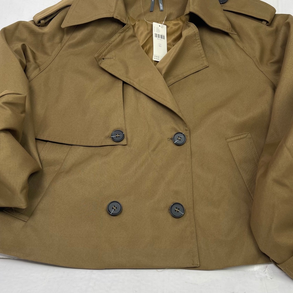 NWT Anthropologie Cropped Trench Coat XS Brown Tan Double Breasted Jacket $158 - Picture 8 of 13